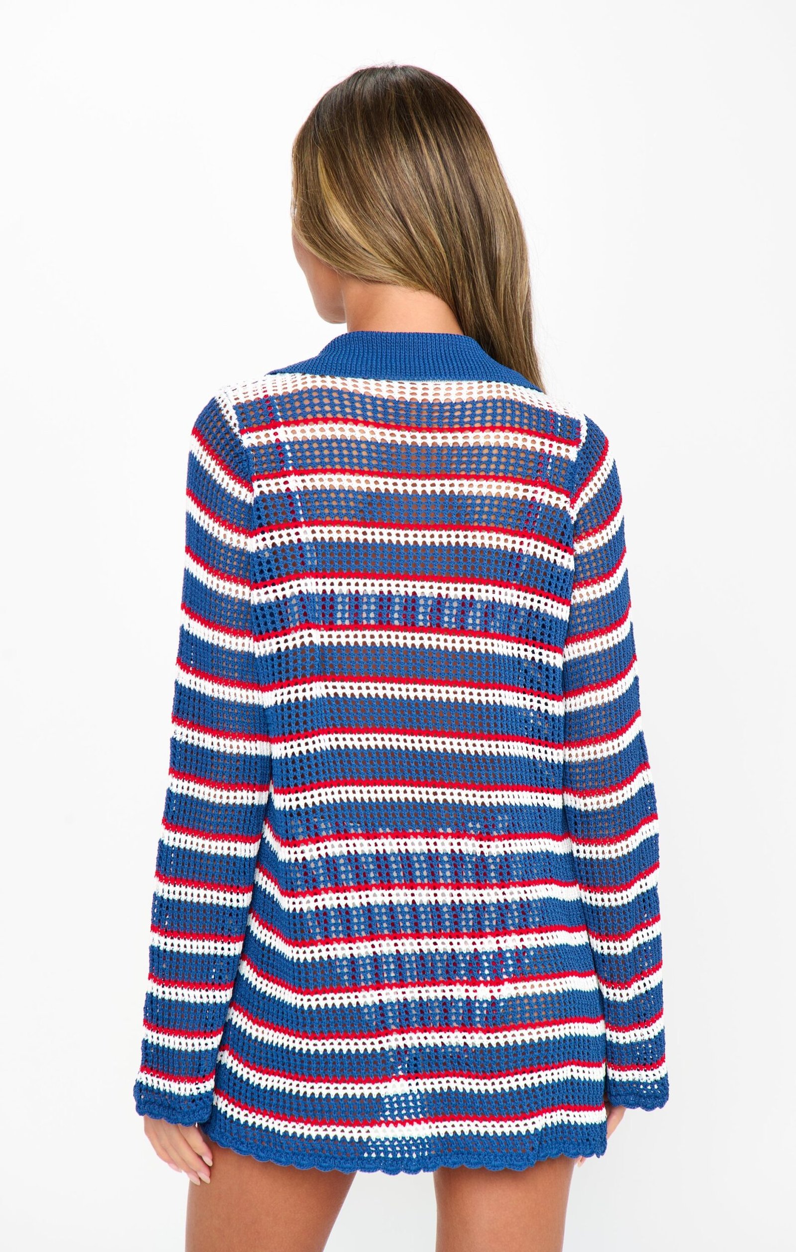 Button Up Coverup ~ Montauk Stripe Crochet - Image 3